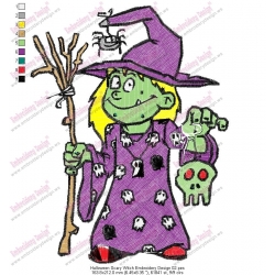 Halloween Scary Witch Embroidery Design 02